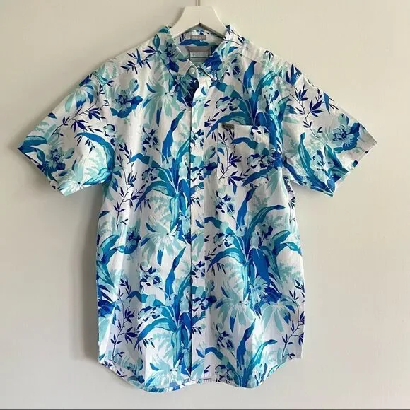 NWOT Columbia Men's Rapid Rivers Blue Floral Short Sleeve Shirt Small - Picture 6 of 10